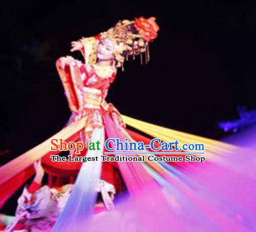 Chinese The Long Regret Tang Dynasty Consort Yang Dance Red Dress Stage Performance Costume for Women