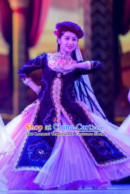Chinese Back to the Silk Road Uyghur Nationality Dance Dress Stage Performance Ethnic Costume for Women