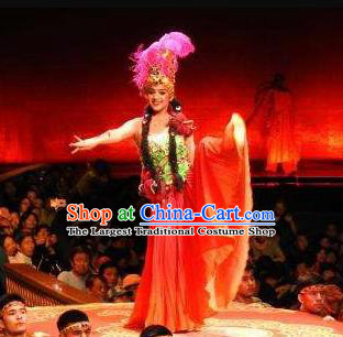 Chinese Back to the Silk Road Kazak Nationality Dance Red Dress Stage Performance Ethnic Costume for Women
