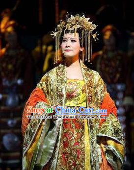 Chinese Princess Wencheng Drama Dance Dress Stage Performance Costume and Headpiece for Women