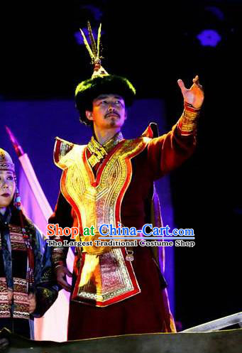 Chinese Impression of Going East To Native Land Mongol Nationality Ubashi Khan Stage Performance Dance Costume for Men