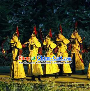Chinese Kangxi Ceremony Qin Dynasty General Body Armor Stage Performance Dance Costume for Men
