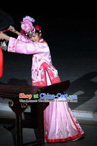 Chinese Kangxi Ceremony Qing Dynasty Court Maid Dance Pink Dress Stage Performance Costume for Women