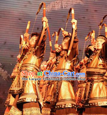 Chinese Impression of Going East To Native Land General Body Armor Stage Performance Folk Dance Costume for Men
