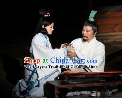 Chinese The Legend of Zhugeliang Three Kingdoms Military Counsellor Period Dance Stage Performance Costume for Men