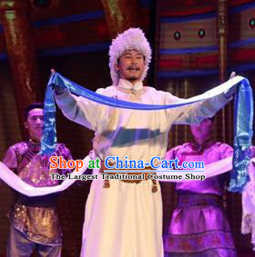 Chinese Impression of Going East To Native Land Mongol Nationality Torghut King Stage Performance Folk Dance Costume for Men