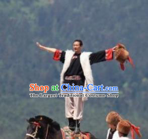 Chinese Impression of Lijiang Naxi Nationality Ethnic Dance Stage Performance Costume for Men