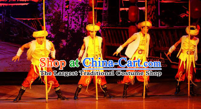 Chinese Lishui Jinsha Yi Nationality Dance Clothing Ethnic Stage Performance Costume for Men