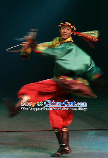 Chinese Lishui Jinsha Zhuang Nationality Dance Clothing Ethnic Stage Performance Costume for Men