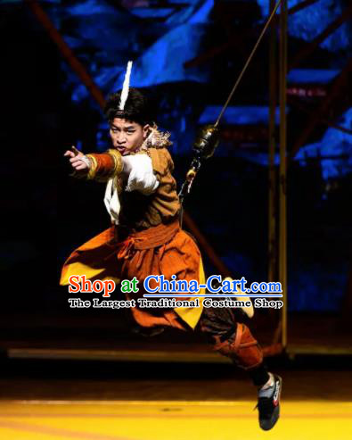 Chinese The Myth Of Snow Mountain Ethnic Dance Hero Outfits Stage Performance Costume for Men
