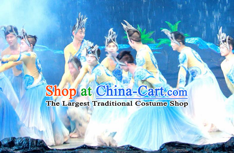 Chinese Wind Of Colorful Guizhou Dance Blue Clothing Stage Performance Dance Costume for Men