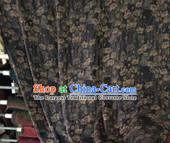 Traditional Chinese Classical Pattern Navy Gambiered Guangdong Gauze Silk Fabric Ancient Hanfu Dress Silk Cloth