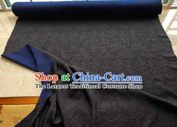 Traditional Chinese Classical Pattern Blue Gambiered Guangdong Gauze Silk Fabric Ancient Hanfu Dress Silk Cloth