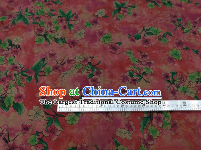 Traditional Chinese Classical Pear Flowers Pattern Light Red Gambiered Guangdong Gauze Silk Fabric Ancient Hanfu Dress Silk Cloth