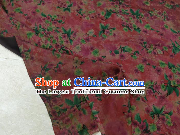 Traditional Chinese Classical Pear Flowers Pattern Light Red Gambiered Guangdong Gauze Silk Fabric Ancient Hanfu Dress Silk Cloth