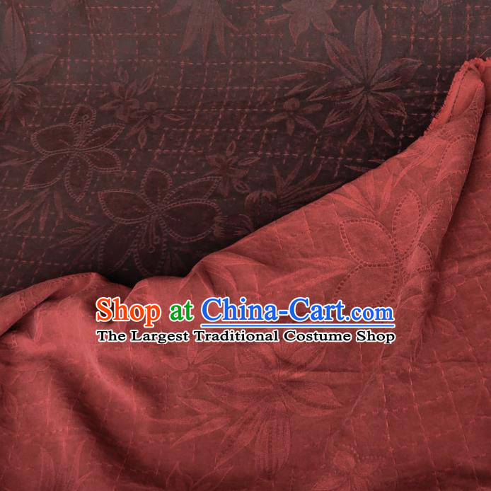 Traditional Chinese Classical Pattern Rust Red Gambiered Guangdong Gauze Silk Fabric Ancient Hanfu Dress Silk Cloth
