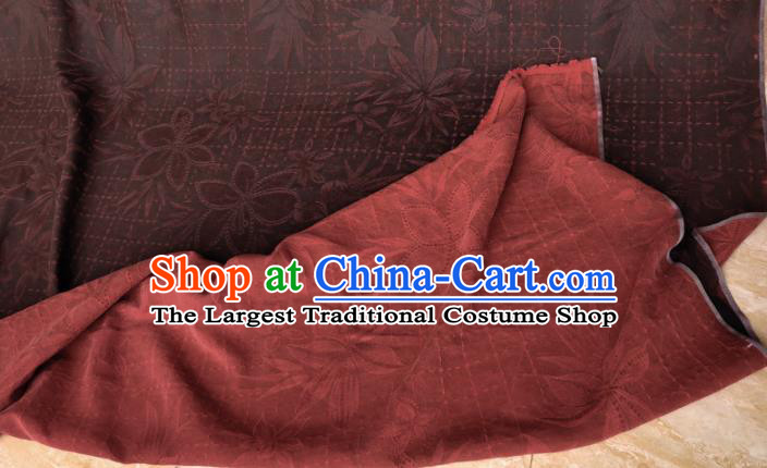 Traditional Chinese Classical Pattern Rust Red Gambiered Guangdong Gauze Silk Fabric Ancient Hanfu Dress Silk Cloth