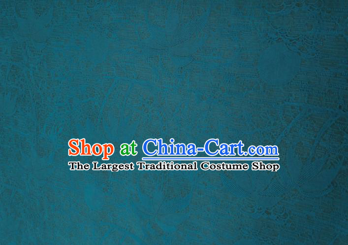 Traditional Chinese Classical Pattern Deep Blue Gambiered Guangdong Gauze Silk Fabric Ancient Hanfu Dress Silk Cloth