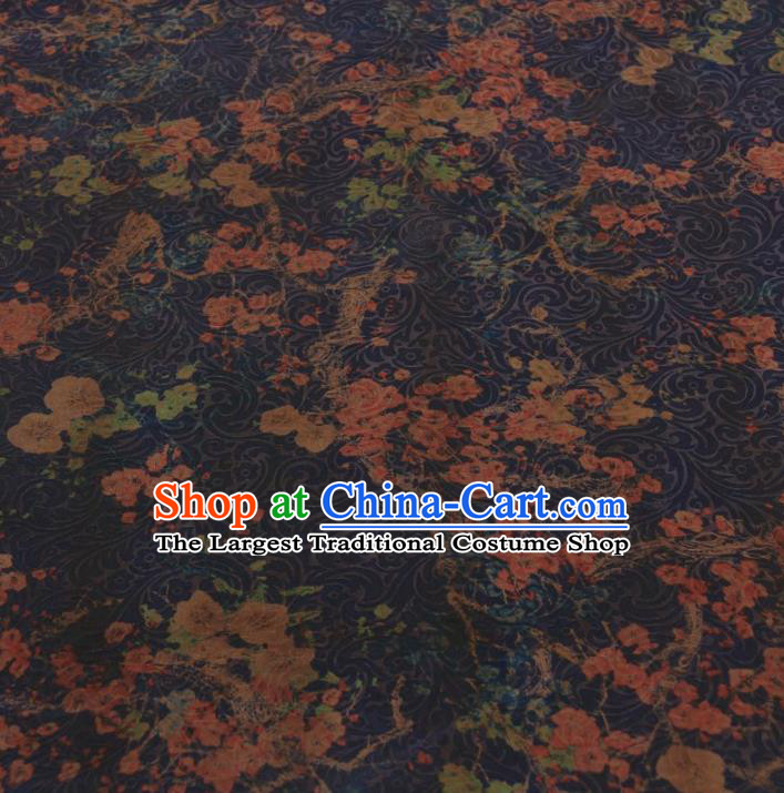 Traditional Chinese Classical Plum Pattern Purple Gambiered Guangdong Gauze Silk Fabric Ancient Hanfu Dress Silk Cloth