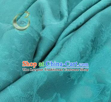 Traditional Chinese Classical Plum Blossom Pattern Peacock Blue Silk Fabric Ancient Hanfu Dress Brocade Cloth