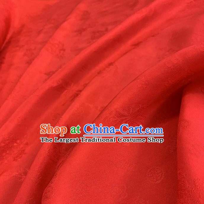 Chinese Classical Chrysanthemum Pattern Red Silk Fabric Traditional Ancient Hanfu Dress Brocade Cloth