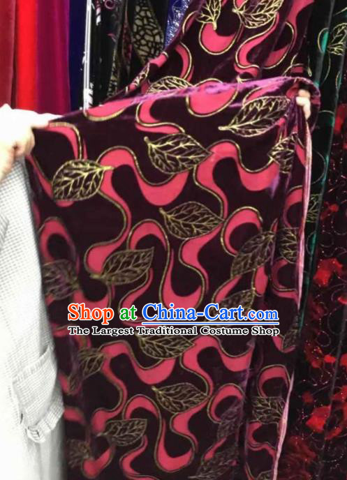 Traditional Chinese Classical Rosy Pattern Pleuche Fabric Ancient Cheongsam Dress Velvet Cloth