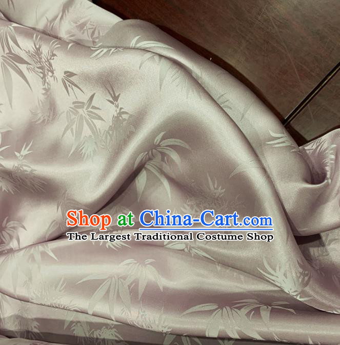 Chinese Classical Bamboo Pattern Light Purple Silk Fabric Traditional Ancient Hanfu Dress Brocade Cloth
