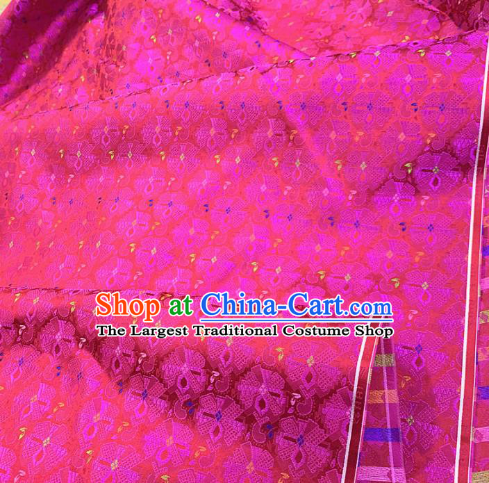 Chinese Classical Flowers Pattern Rosy Silk Fabric Traditional Ancient Hanfu Dress Brocade Cloth