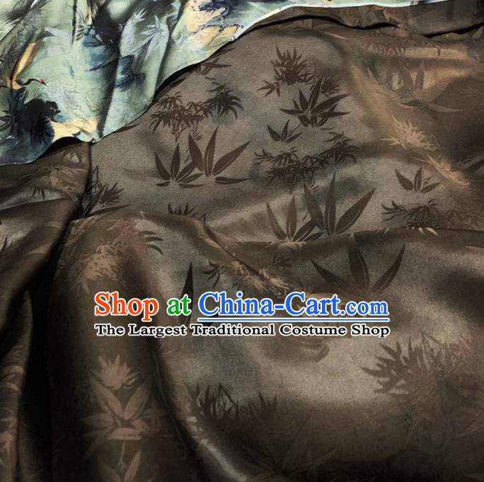 Chinese Classical Bamboo Leaf Pattern Grey Silk Fabric Traditional Ancient Hanfu Dress Brocade Cloth