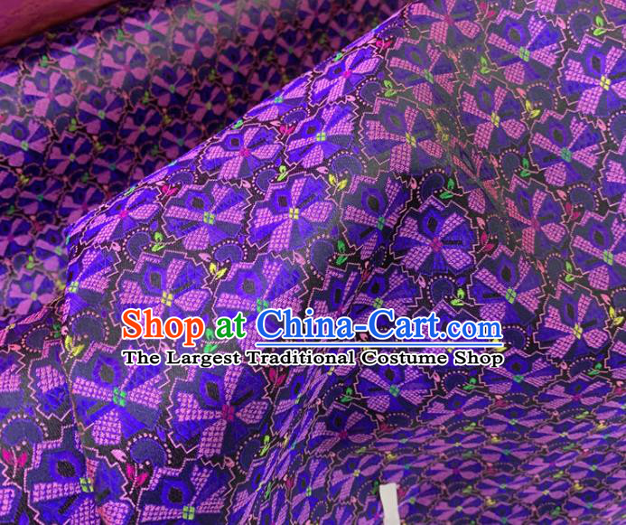 Chinese Classical Pattern Purple Silk Fabric Traditional Ancient Hanfu Dress Brocade Cloth