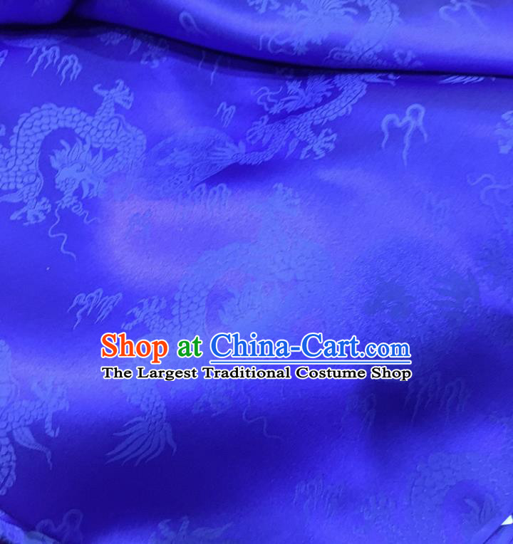 Chinese Classical Dragon Pattern Royalblue Silk Fabric Traditional Ancient Hanfu Dress Brocade Cloth