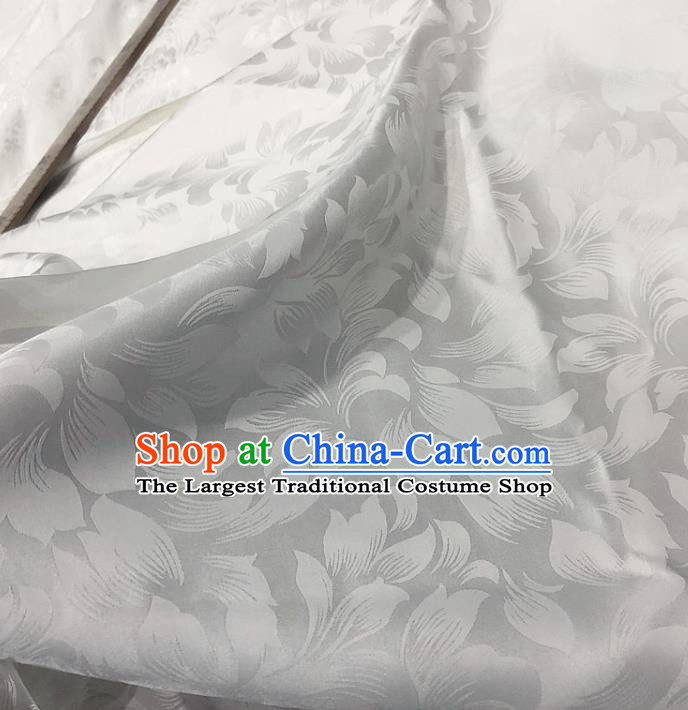 Chinese Classical Pattern White Silk Fabric Traditional Ancient Hanfu Dress Brocade Cloth