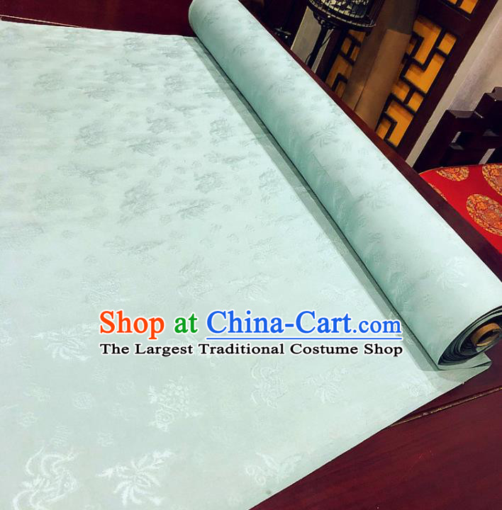 Chinese Classical Pattern Light Green Silk Fabric Traditional Ancient Hanfu Dress Brocade Cloth