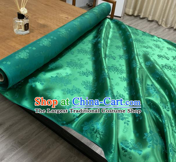 Chinese Classical Chrysanthemum Pattern Green Silk Fabric Traditional Ancient Hanfu Dress Brocade Cloth