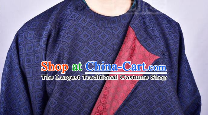 Chinese Traditional Tang Dynasty Imperial Bodyguard Hanfu Royalblue Robe Ancient Swordsman Costume for Men