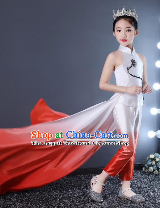 Top Grade Children Day Dance Performance Red Outfits Kindergarten Girl Stage Show Costume for Kids