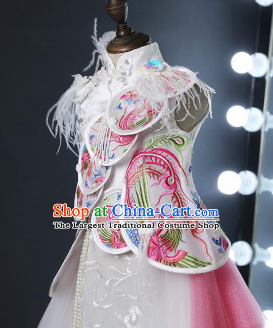 Top Grade Children Day Dance Performance White Dress Chinese Kindergarten Girl Stage Show Costume for Kids