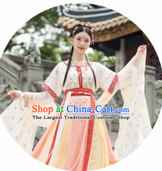 Traditional Chinese Tang Dynasty Court Princess Replica Costumes Ancient Dunhuang Flying Apsaras Dance Hanfu Dress for Women