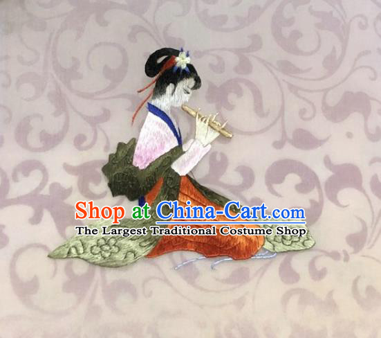 Chinese Traditional Suzhou Embroidery Court Lady Cloth Accessories Embroidered Patches Embroidering Craft