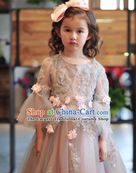Top Grade Christmas Day Dance Performance Pink Bubble Dress Kindergarten Girl Stage Show Costume for Kids