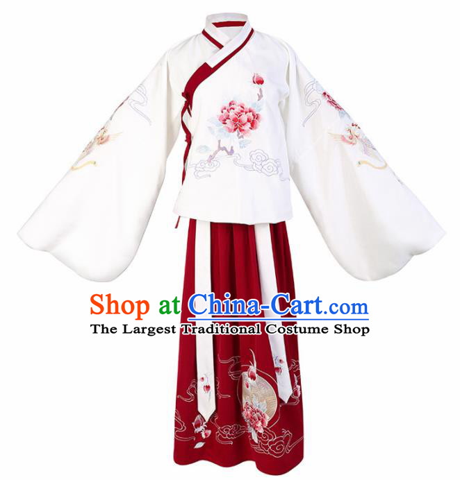 Traditional Chinese Ming Dynasty Rich Lady Replica Costumes Ancient Nobility Embroidered Hanfu Dress for Women
