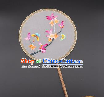 Chinese Traditional Suzhou Embroidery Palace Fans Embroidered Silk Round Fans Embroidery Craft