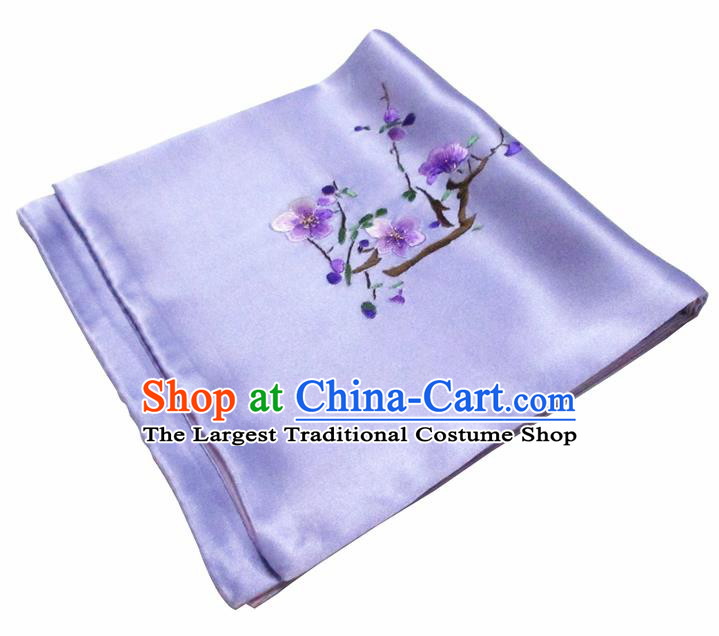 Chinese Traditional Handmade Embroidery Plum Purple Silk Handkerchief Embroidered Hanky Suzhou Embroidery Noserag Craft