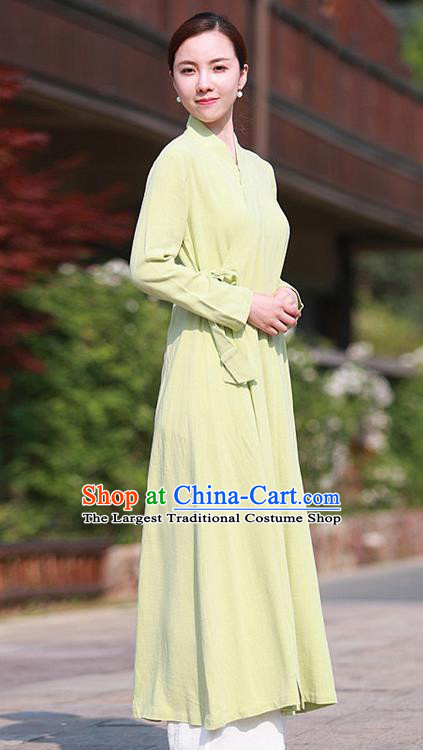 Chinese Traditional Martial Arts Yellow Slant Opening Dress Taoist Priest Tai Chi Costume for Women