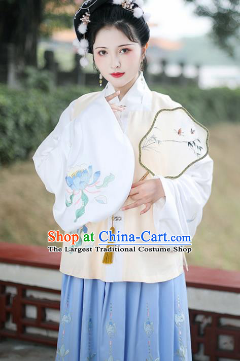 Traditional Chinese Ming Dynasty Nobility Lady Xue Baochai Embroidered Hanfu Dress Ancient Royal Princess Replica Costume for Women