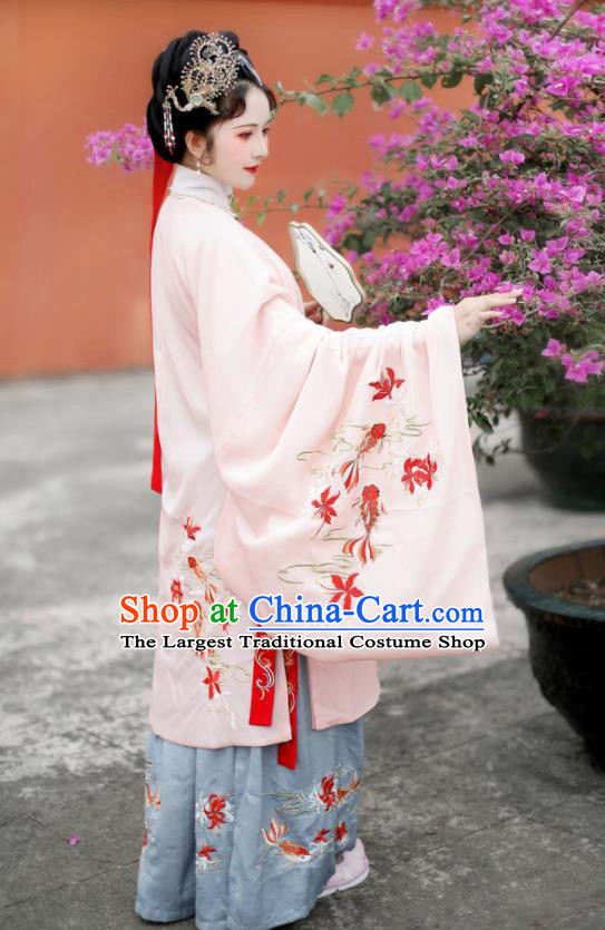 Traditional Chinese Ming Dynasty Imperial Consort Embroidered Hanfu Dress Ancient Royal Princess Replica Costume for Women