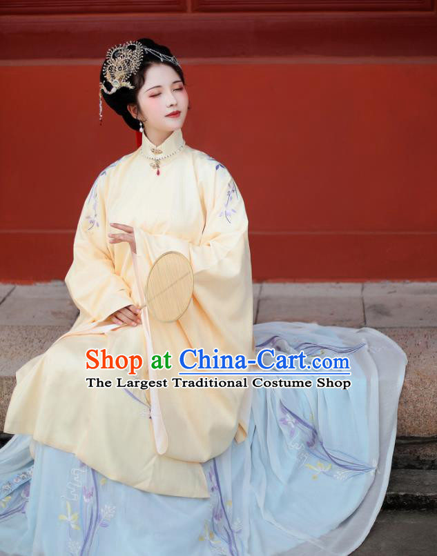 Traditional Chinese Ming Dynasty Palace Countess Embroidered Hanfu Dress Ancient Imperial Consort Replica Costume for Women