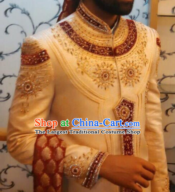Asian Pakistan Embroidered Wedding Clothing Traditional Pakistani Hui Nationality Islam Bridegroom Costumes for Men