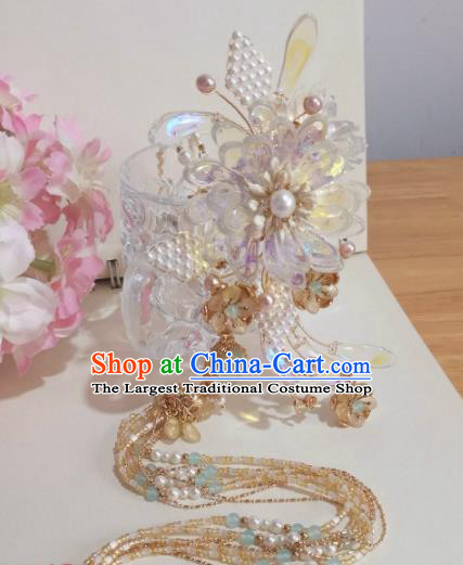 Traditional Chinese Classical Chrysanthemum Hair Claw Hairpins Ancient Hanfu Tassel Hair Accessories for Women