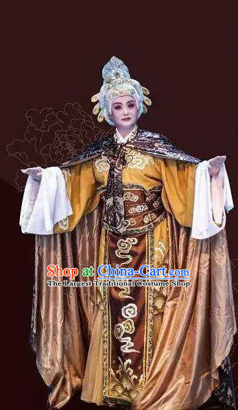 Traditional Chinese Henan Opera Seven Swords Old Female Costumes Dowager Countess She Saihua Dress and Headwear for Women